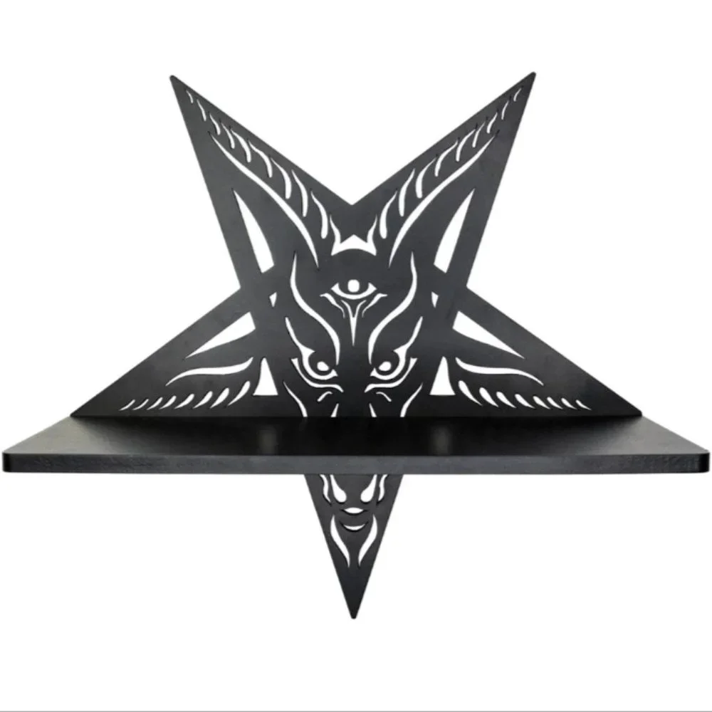 BAPHOMET SHELF!! Black Mini Wall Wooden Shelving Kit NIB